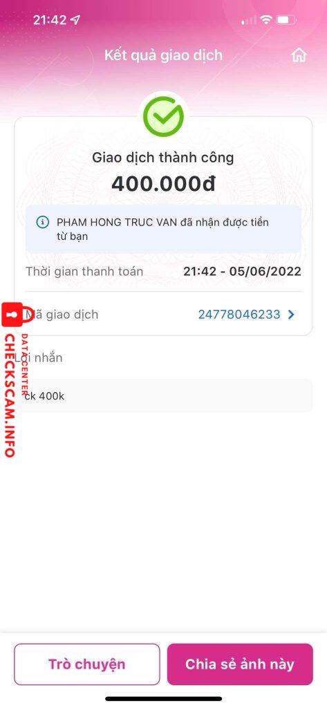 Bằng chứng chống lại Pham Hong Truc Van