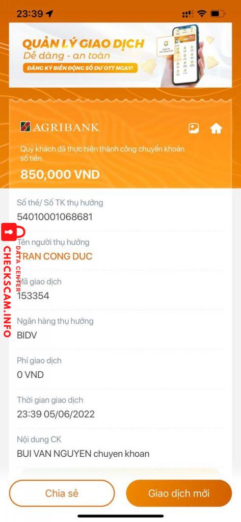 Bằng chứng chống lại TRAN CONG DUC