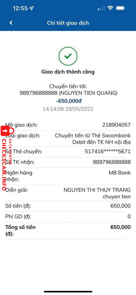 Bằng chứng chống lại Nguyễn Tiến Quang