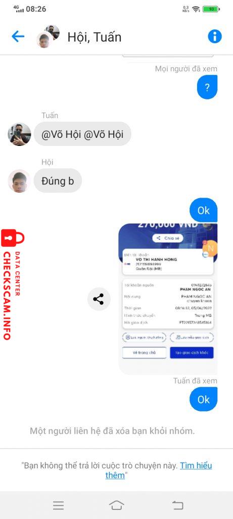 Bằng chứng chống lại VO THI HANH HONG