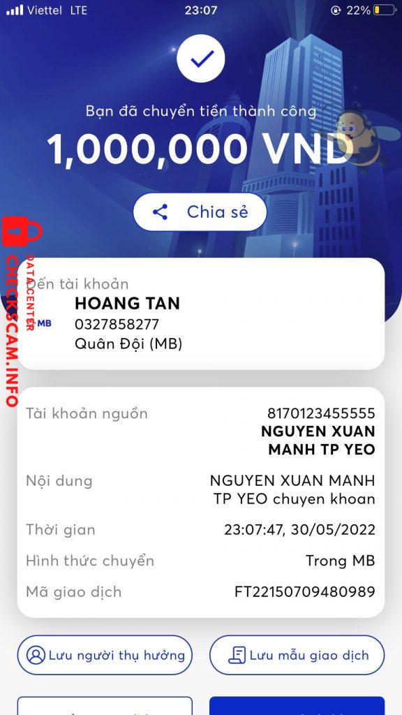 Bằng chứng chống lại Hoang Tan