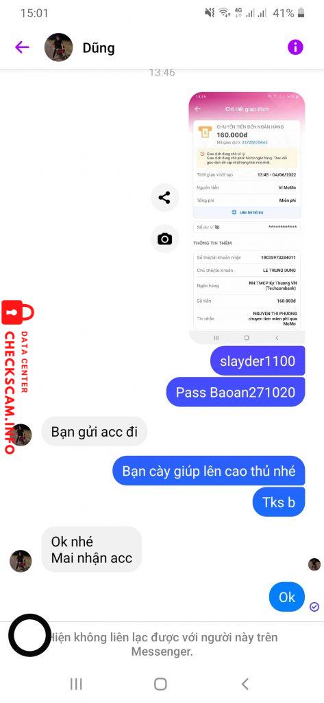 Bằng chứng chống lại Lê trung dũng