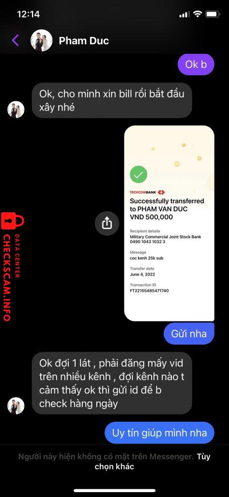 Bằng chứng chống lại Pham Van Duc