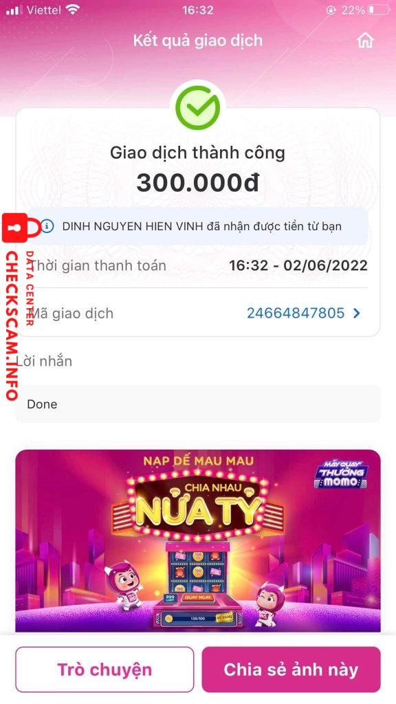 Bằng chứng chống lại Dinh Nguyen Hien Vinh