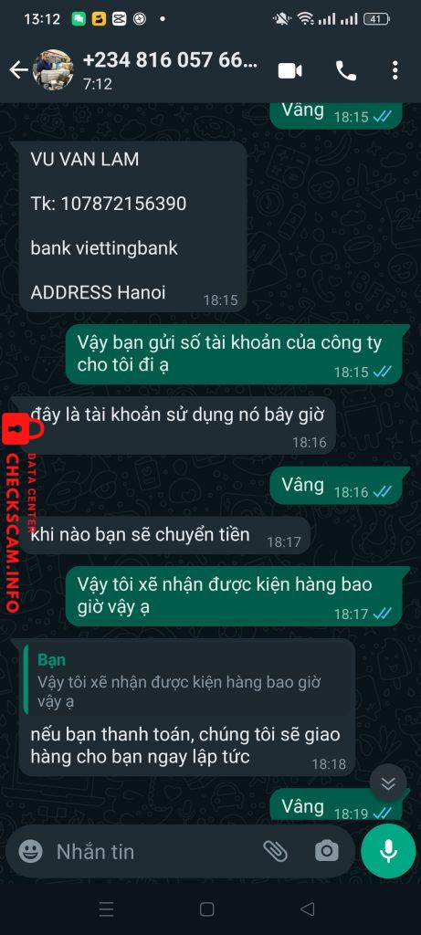 Bằng chứng chống lại VU VAN LAM