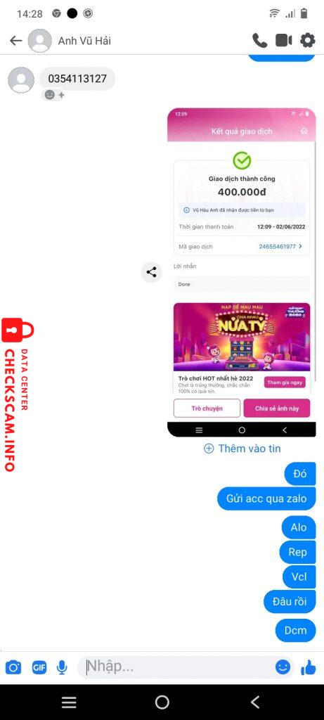 Bằng chứng chống lại Vũ hai Anh