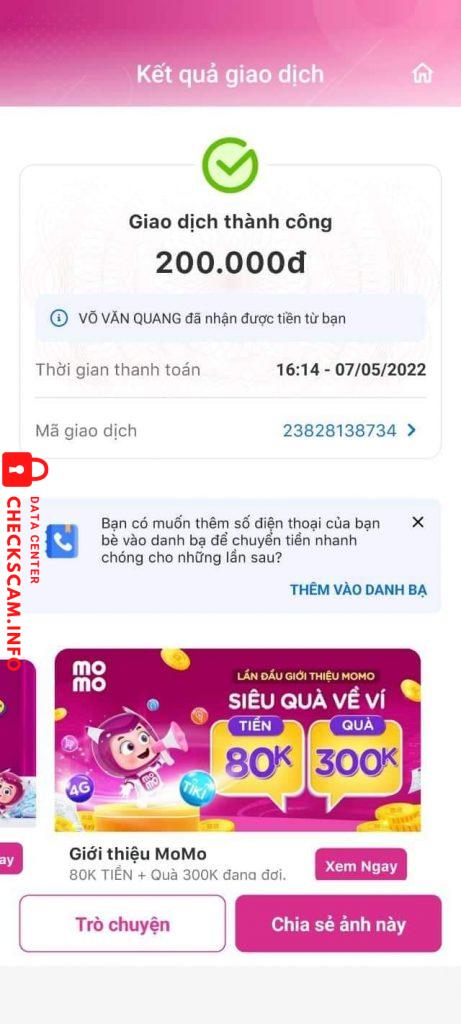 Bằng chứng chống lại Võ Văn Quang