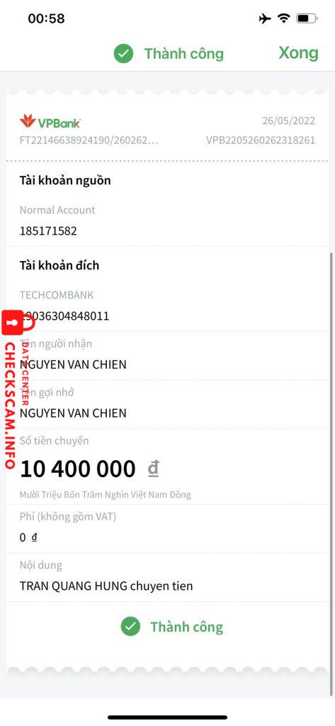 Bằng chứng chống lại NGUYEN VAN CHIEN