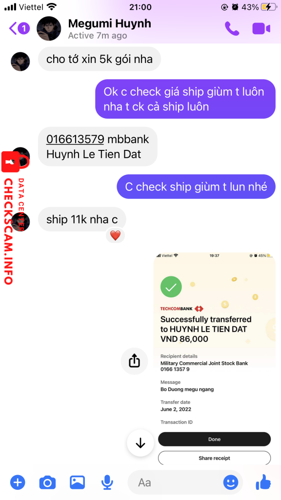 Bằng chứng chống lại HUYNH LE TIEN DAT