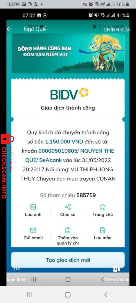 Bằng chứng chống lại Nguyễn Thế Quế