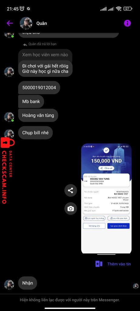 Bằng chứng chống lại HOANG VAN TUNG