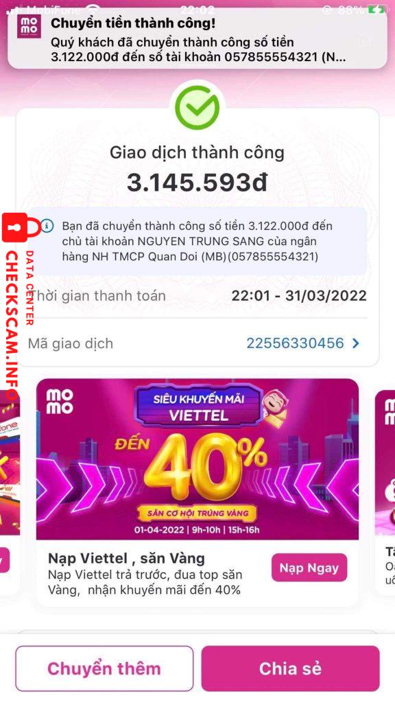 Bằng chứng chống lại Nguyen trung sang