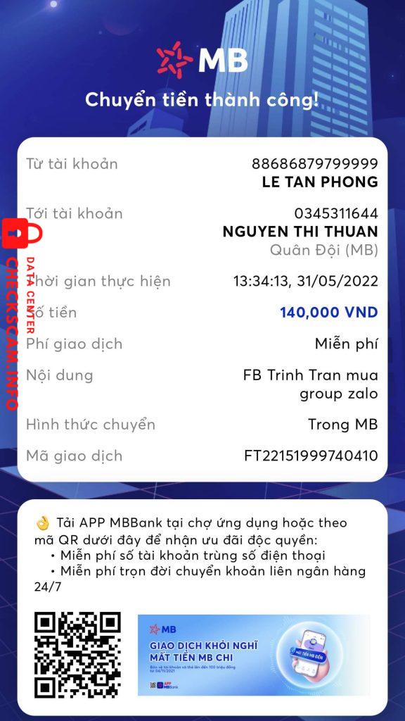 Bằng chứng chống lại NGUYỄN THỊ THUẬN