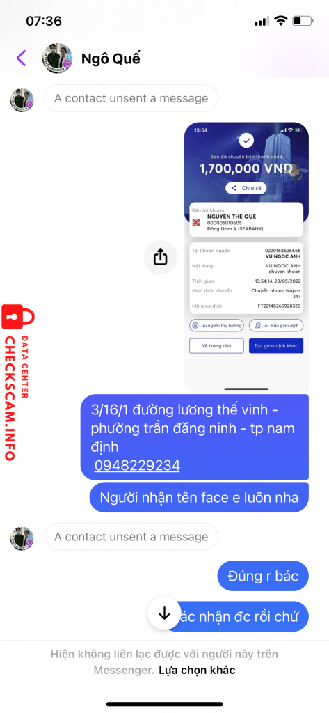 Bằng chứng chống lại NGUYEN THE QUE