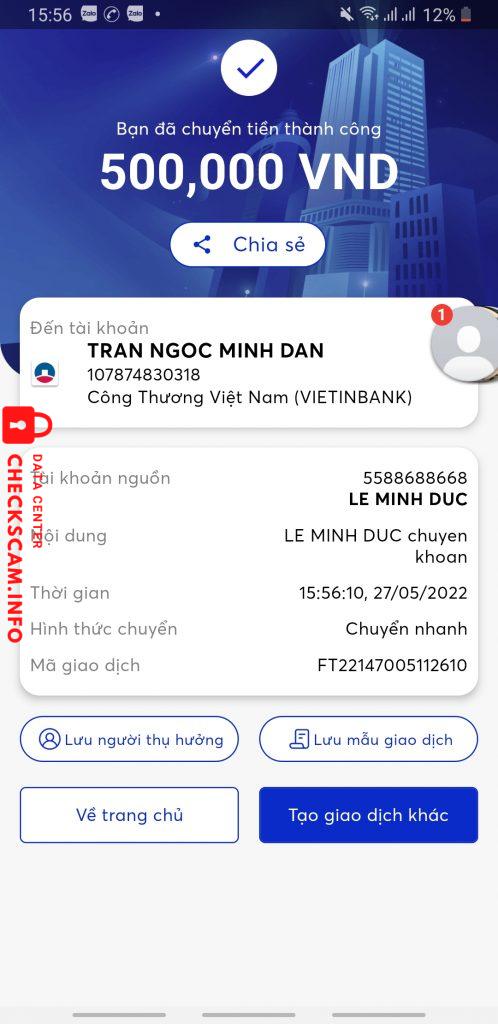Bằng chứng chống lại TRAN NGOC MINH DAN