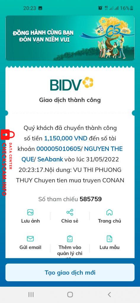 Bằng chứng chống lại NGUYEN THE QUE