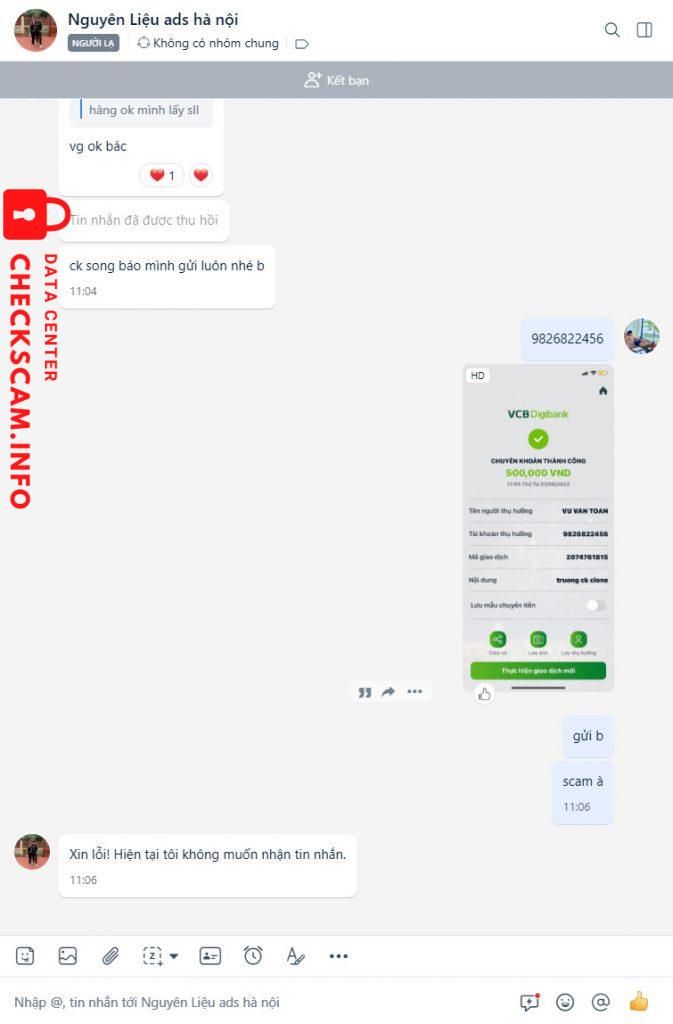 Bằng chứng chống lại Vu Van Toan