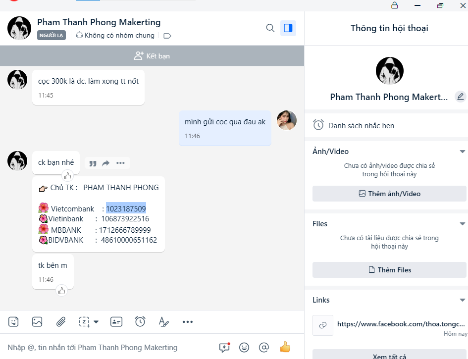 Bằng chứng chống lại PHAM THANH PHONG