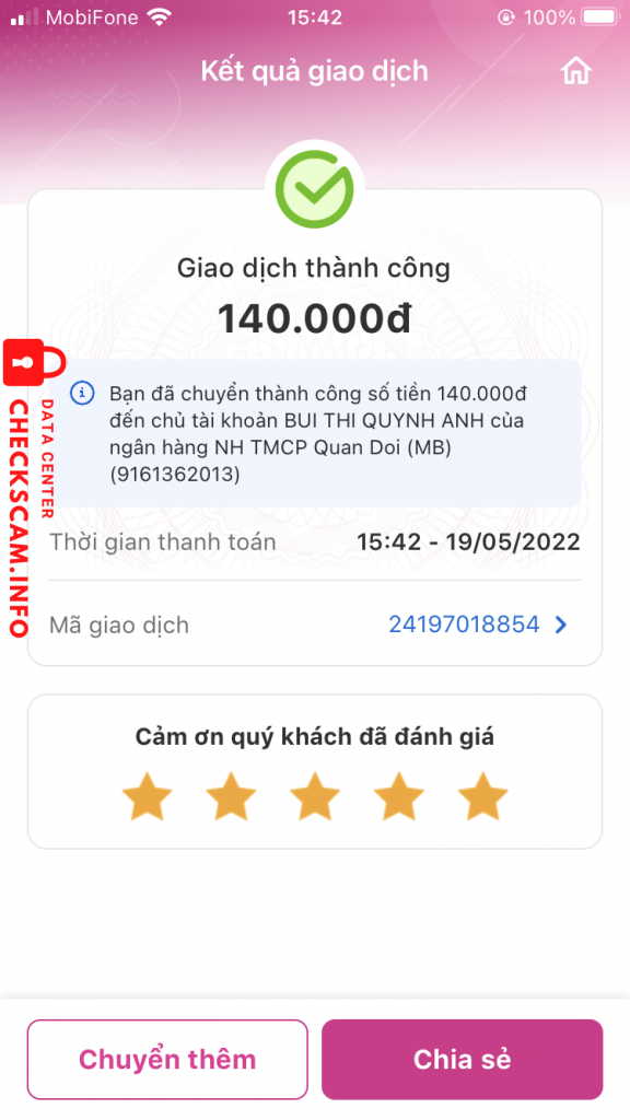 Bằng chứng chống lại Bui Thi Quynh Anh