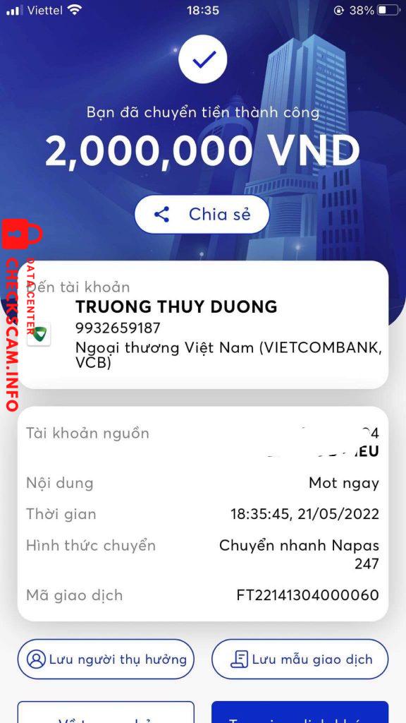 Bằng chứng chống lại TRUONG THUY DUONG