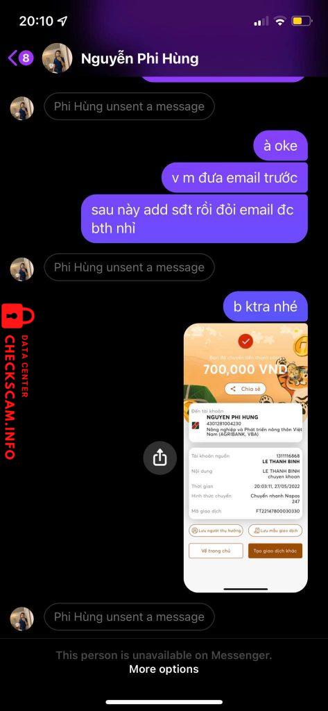 Bằng chứng chống lại Nguyen Phi Hung