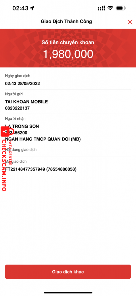 Bằng chứng chống lại LA TRONG SON