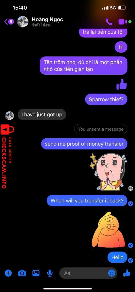 Bằng chứng chống lại DOAN NGOC HOANG