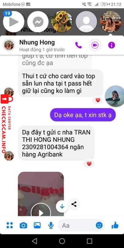 Bằng chứng chống lại Tran Thi Hong Nhung