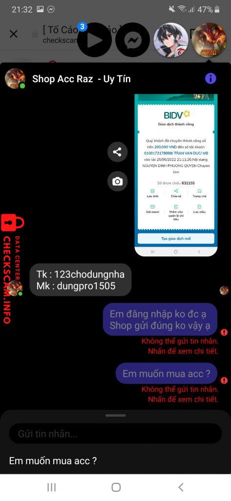 Bằng chứng chống lại TRAN VAN DUC