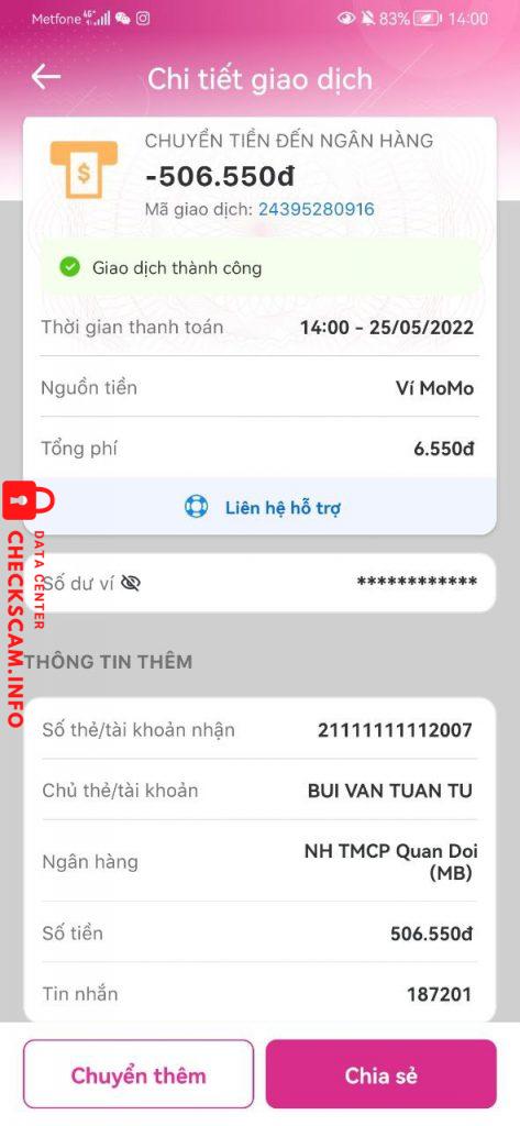 Bằng chứng chống lại BUI VAN TUAN TU