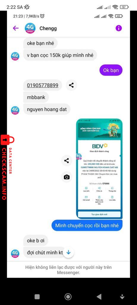 Bằng chứng chống lại NGUYEN HOANG DAT