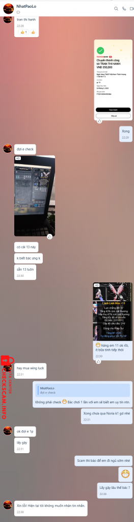 Bằng chứng chống lại TRAN THI HANH