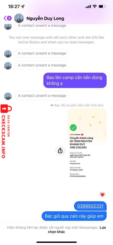 Bằng chứng chống lại Trần Nguyễn Khánh Duy