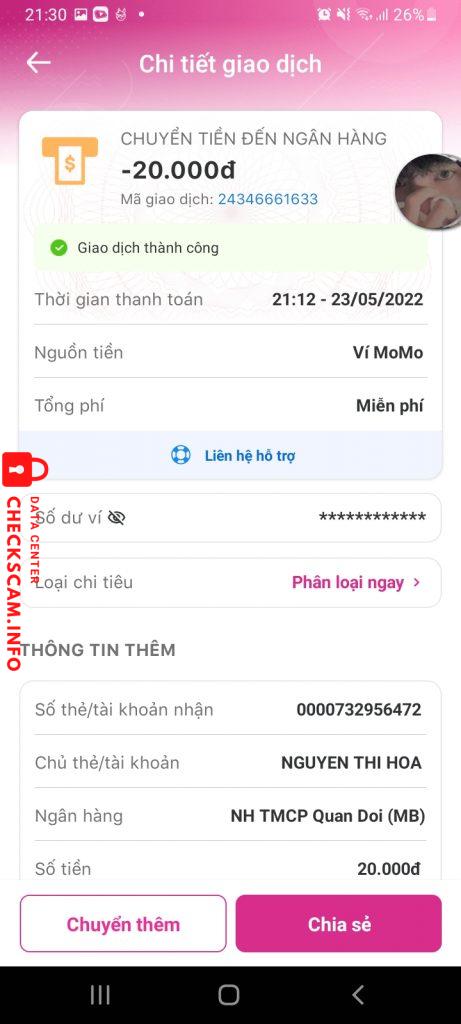 Bằng chứng chống lại Nguyen thi hoa