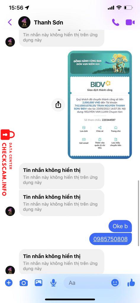 Bằng chứng chống lại TRAN NGUYEN THANH SON