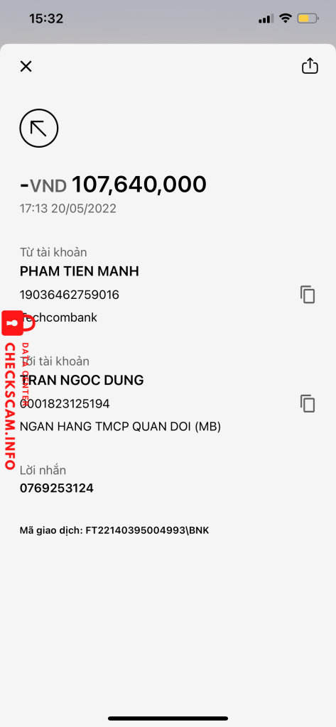 Preuves contre Tran ngoc dung