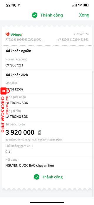 Preuves contre Lã Trọng Sơn