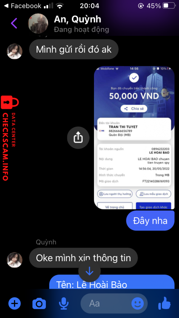 Preuves contre Tran Thi Tuyet