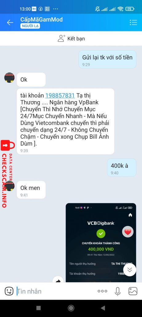 Preuves contre Tạ Thị thương