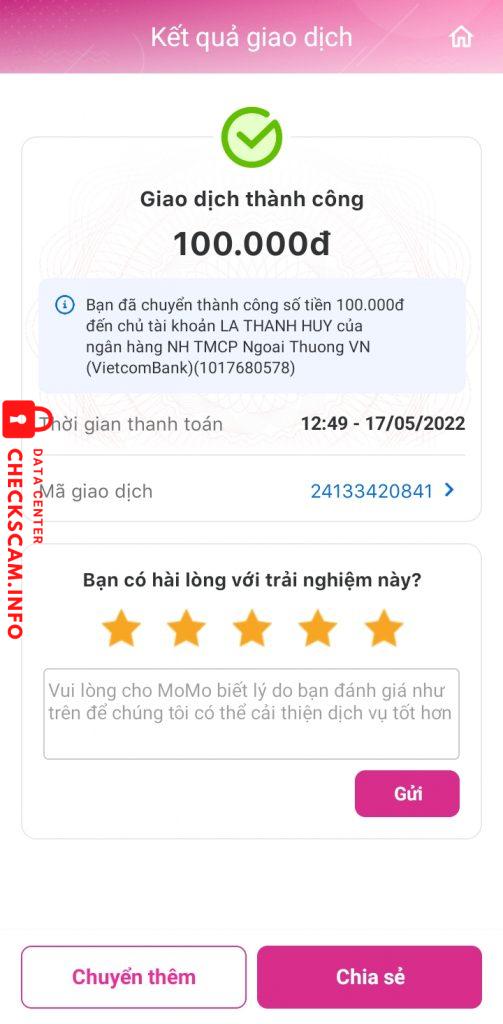 Preuves contre La Thanh Huy