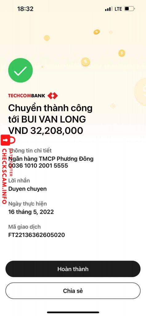 Preuves contre Bùi Văn Long