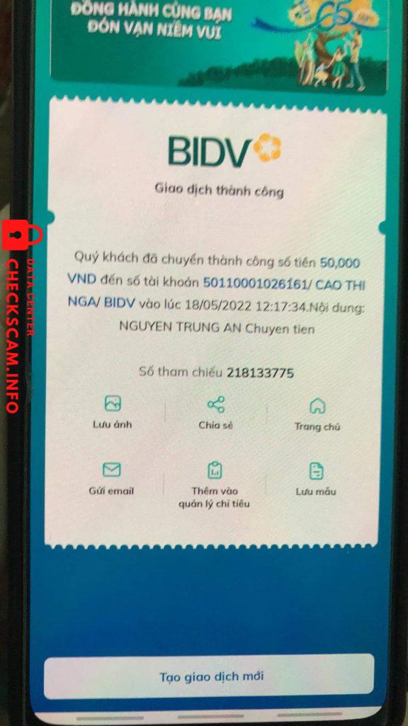 Preuves contre CAO THI NGA