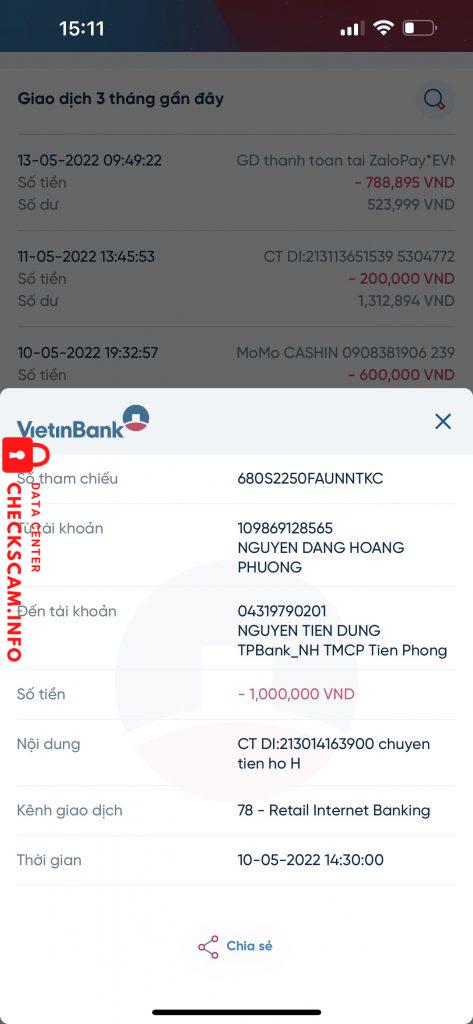 Bukti melawan NGUYEN TIEN DUNG