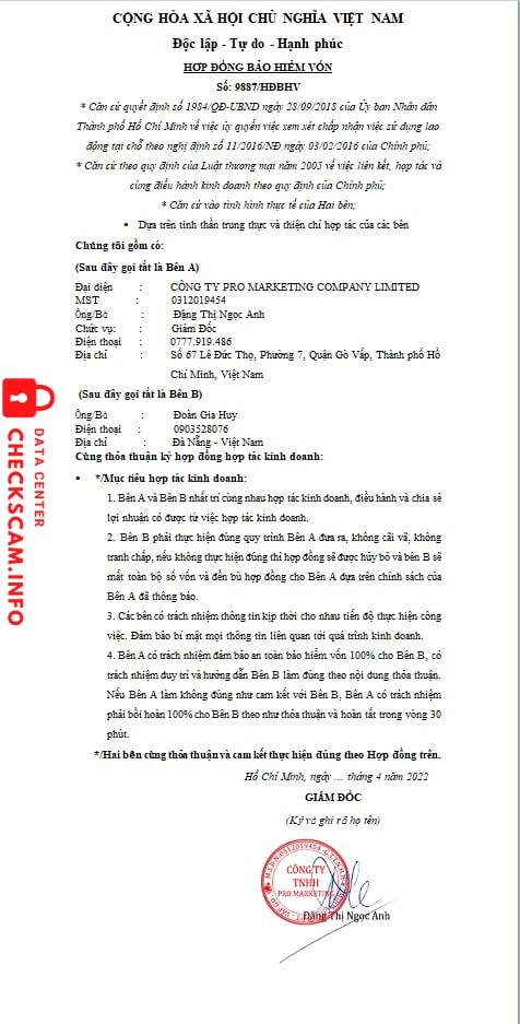 Preuves contre TRAN THI CAM TU