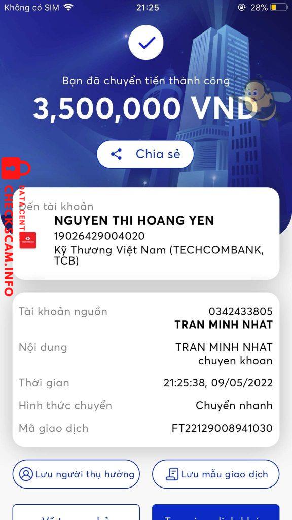 Preuves contre NGUYEN THI HOANG YEN