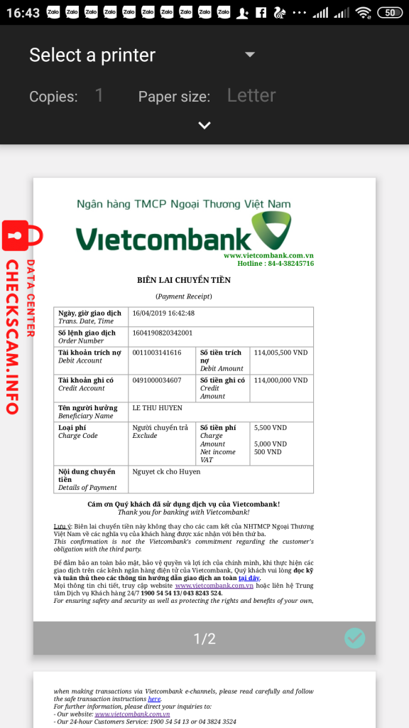 Preuves contre Lê Thu Huyền