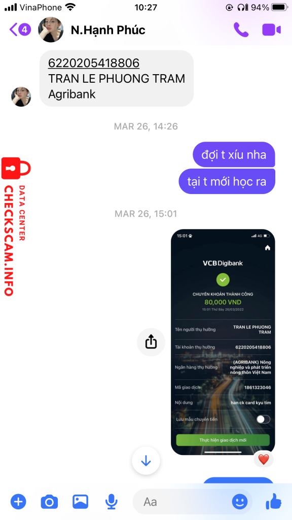 Bukti melawan TRAN LE PHUONG TRAM