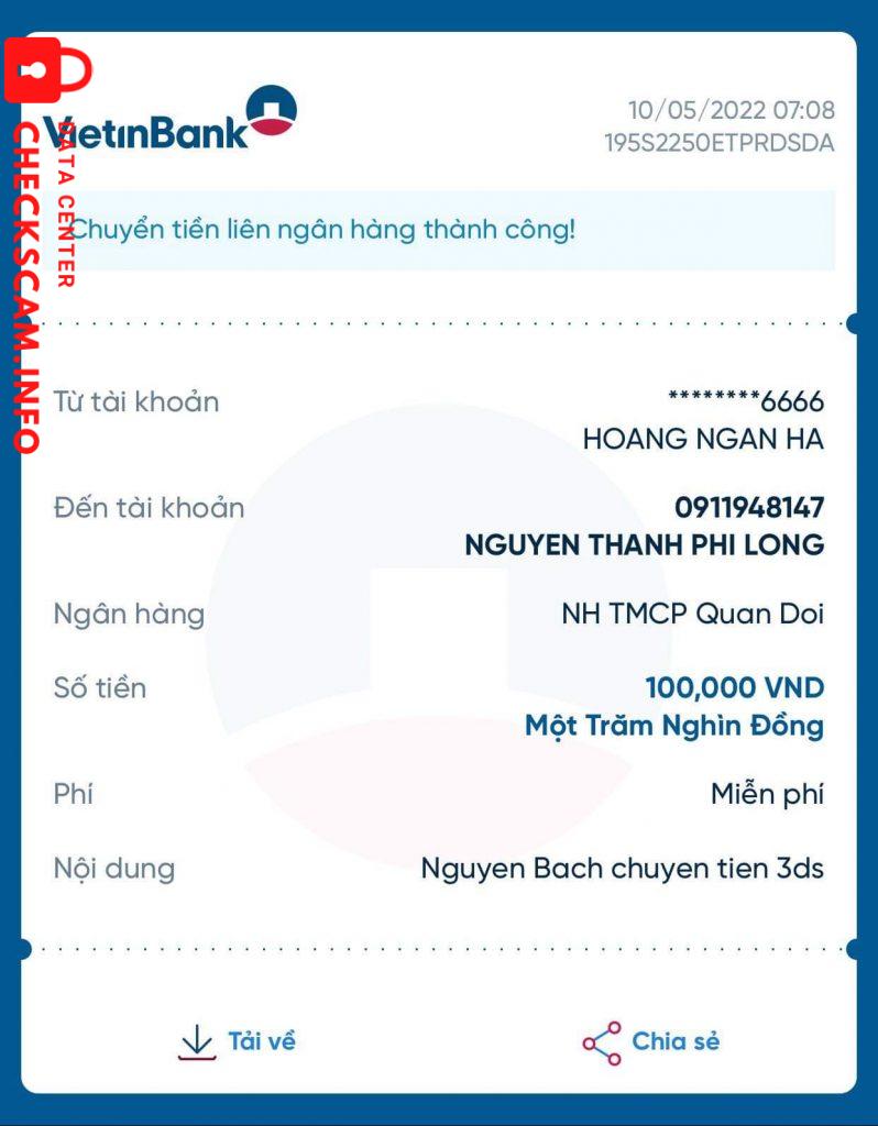 Preuves contre NGUYEN THANH PHI LONG
