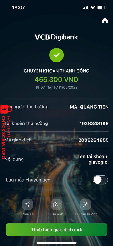 Bukti melawan MAI QUANG TIEN