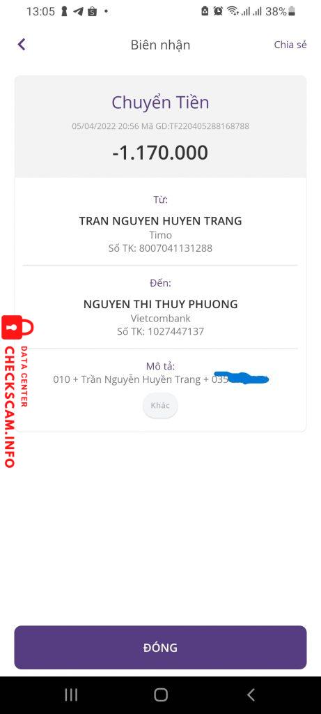 Αποδεικτικά στοιχεία κατά NGUYEN THI THUY PHUONG